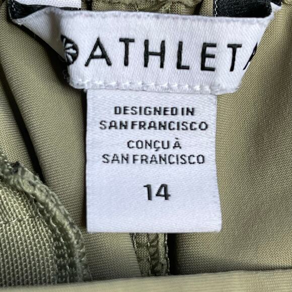 Athleta Pinnacle High Rise Trousers size 14 Olive Branch Green Wide Leg - Picture 8 of 12